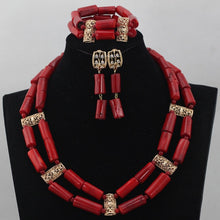 Load image into Gallery viewer, Romantic 2 Rolls Green Nigerian Bridal Coral Beads Necklace Earrings Bracelet Set African Party Coral Necklace Free Ship QW696