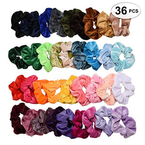 36 Pcs Hair Scrunchies Velvet Elastic Hair Bands Scrunchy Ties Ropes Scrunchie for Women or Girls Accessories