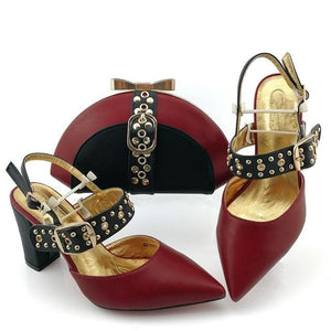 Fancy Autumn Wedding Big Heel Shoes With Clutch Bag Match Sets African Women Shoes and Bag Sell Together 38-43 WENZHAN B99-11