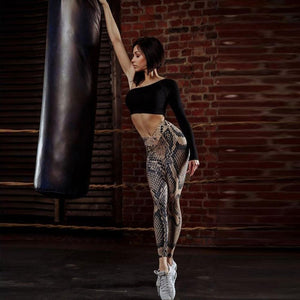 Female Snakeskin pattern Polyester Elastic Force Leggings New Style Women Workout Push Up Fashion Sexy Skinny Leggings