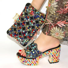 Load image into Gallery viewer, doershow Italian Shoes and Bags To Match Shoes with Bag Set Decorated with Rhinestone Nigerian Women Wedding Shoes set! HWQ1-8