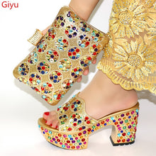 Load image into Gallery viewer, doershow Italian Shoes and Bags To Match Shoes with Bag Set Decorated with Rhinestone Nigerian Women Wedding Shoes set! HWQ1-8