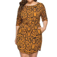 Load image into Gallery viewer, Womail dress woman Summer Sexy Plus Size O-Neck Half Sleeve Snake Skin Print party Daily Casual fashion NEW 2020 A26