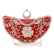 Load image into Gallery viewer, Luxury Clutches Moon Sequined Hollow Out Crystal Lady Shoulder Phone Wallet Case Wedding Shoes Matching Bag Evening Handbags