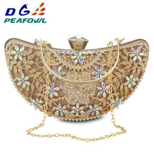 Load image into Gallery viewer, Luxury Clutches Moon Sequined Hollow Out Crystal Lady Shoulder Phone Wallet Case Wedding Shoes Matching Bag Evening Handbags