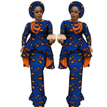 Load image into Gallery viewer, Africa Style Bazin Riche Dresses for Women Two Pieces Set Women Long Sleeve Tops and Long African Print Skirt Plus Size WY2488