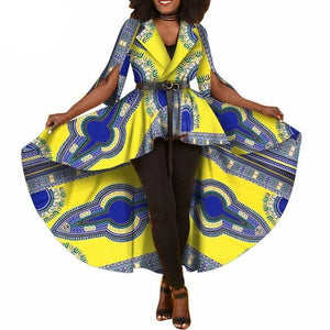 New African Dashiki Print Dresses for Women Trench Women Maxi Outwear Trench Coat Womens Dashikis Brand Clothing 6XL WY1812