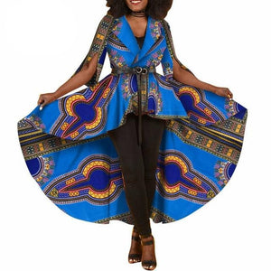 New African Dashiki Print Dresses for Women Trench Women Maxi Outwear Trench Coat Womens Dashikis Brand Clothing 6XL WY1812