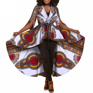 New African Dashiki Print Dresses for Women Trench Women Maxi Outwear Trench Coat Womens Dashikis Brand Clothing 6XL WY1812