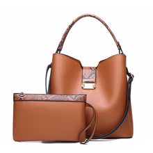 Load image into Gallery viewer, Women&#39;s bag high-quality luxury stitching 2-piece set large-capacity bucket bag simple handbag 4 color