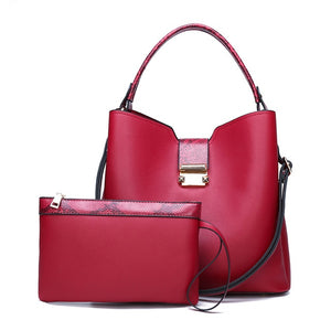 Women's bag high-quality luxury stitching 2-piece set large-capacity bucket bag simple handbag 4 color