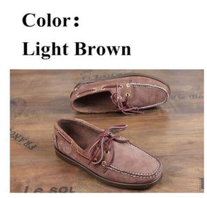 First layer cowhide Mens Casual Leather shoes Docksides Deck Moccain Boat Loafers Shoes Driving Fashion Unisex Handmade shoes