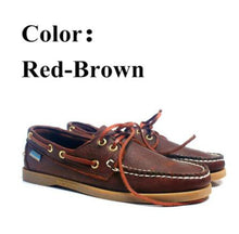 Load image into Gallery viewer, First layer cowhide Mens Casual Leather shoes Docksides Deck Moccain Boat Loafers Shoes Driving Fashion Unisex Handmade shoes