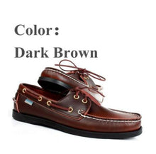 Load image into Gallery viewer, First layer cowhide Mens Casual Leather shoes Docksides Deck Moccain Boat Loafers Shoes Driving Fashion Unisex Handmade shoes