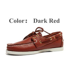 Load image into Gallery viewer, First layer cowhide Mens Casual Leather shoes Docksides Deck Moccain Boat Loafers Shoes Driving Fashion Unisex Handmade shoes