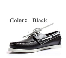 Load image into Gallery viewer, First layer cowhide Mens Casual Leather shoes Docksides Deck Moccain Boat Loafers Shoes Driving Fashion Unisex Handmade shoes