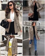 Load image into Gallery viewer, Affogatoo Fashion double breasted plaid blazer women Long sleeve slim OL blazer 2020 Casual autumn jacket blazer female