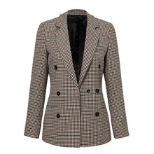 Load image into Gallery viewer, Affogatoo Fashion double breasted plaid blazer women Long sleeve slim OL blazer 2020 Casual autumn jacket blazer female