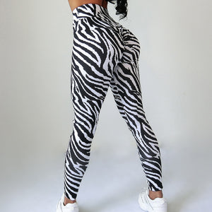 CHRLEISURE Sexy Zebra stripes Fitness leggings High waist woman Quick drying High elasticity Slim pants workout leggings