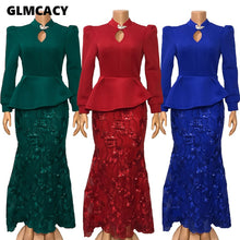 Load image into Gallery viewer, Women Sequined Embellished Long Sleeve Peplum Dress Office Lady Chic Elegant Plus Size Formal Party Vestido