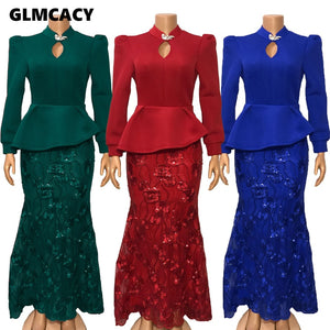 Women Sequined Embellished Long Sleeve Peplum Dress Office Lady Chic Elegant Plus Size Formal Party Vestido