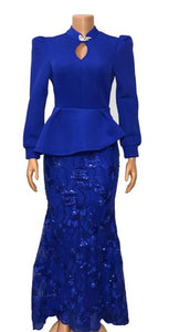 Women Sequined Embellished Long Sleeve Peplum Dress Office Lady Chic Elegant Plus Size Formal Party Vestido