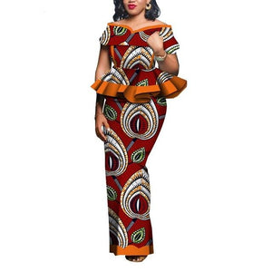 2020 Women Party Dress Skirt Sets Traditional African 2 Pieces Women Set Clothing Custom Made Dashiki Tops + Skirts WY5104