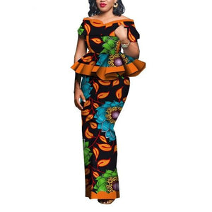 2020 Women Party Dress Skirt Sets Traditional African 2 Pieces Women Set Clothing Custom Made Dashiki Tops + Skirts WY5104