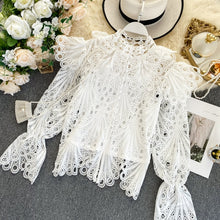 Load image into Gallery viewer, Women Top Blouse Lace Fashion Vintage  Elegant White Black Cardigan 2020 High Quality Tops Female Clothes Ladies Shirts 2 pieces