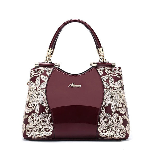 Women Bags For Ladies Handbags Large Capacity Women's Handbags Top-handle Hand bags Floral Luxury Patent Leather Bag