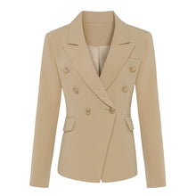 Load image into Gallery viewer, TOP QUALITY New Stylish 2020 Classic Designer Blazer Women&#39;s Double Breasted Metal Lion Buttons Blazer Jacket Outer Wear Khaki