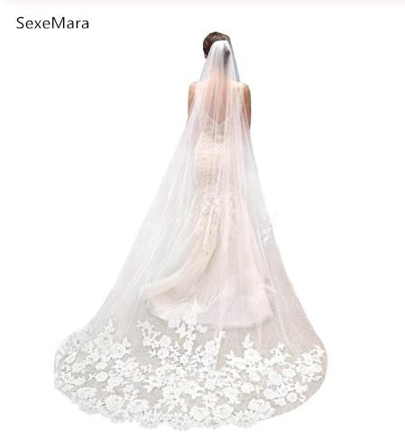 Cheap Bridal Veil for Romantic Wedding Party One Tier Cathedral Length 3M White Ivory Wedding Veil with Comb