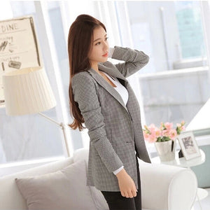 Bigsweety New Fashion Women Plaid Blazer 2020 Elegant Coat Suit Long Sleeve Turn Down Collar Jacket Casual Female Outerwear 3XL