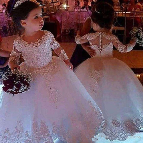 Flower Girl Dresses for Weddings Tulle Princess Lace Half Sleeve Holy First Communion Gowns Party Pageant Dress For Girls