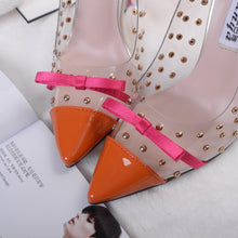Load image into Gallery viewer, 2020 New Sexy Women Pointed Toe Pumps Transparent Rivet Thin High Heel Lady Shoes Female Butterfly Bow Pumps For Work Big Size41