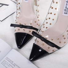 Load image into Gallery viewer, 2020 New Sexy Women Pointed Toe Pumps Transparent Rivet Thin High Heel Lady Shoes Female Butterfly Bow Pumps For Work Big Size41