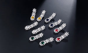 ZAKOL Trendy Style White Color Green Zirconia Bride Wedding Jewelry Set Flower Earrings Necklace Set For Europe Women FSSP2007