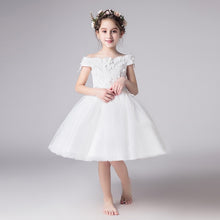 Load image into Gallery viewer, Flower Girl Bead Decoration Long Dress 2020 New Girl Wedding Party Exchange Dress Ball Beauty Sexy Shoulder Dress