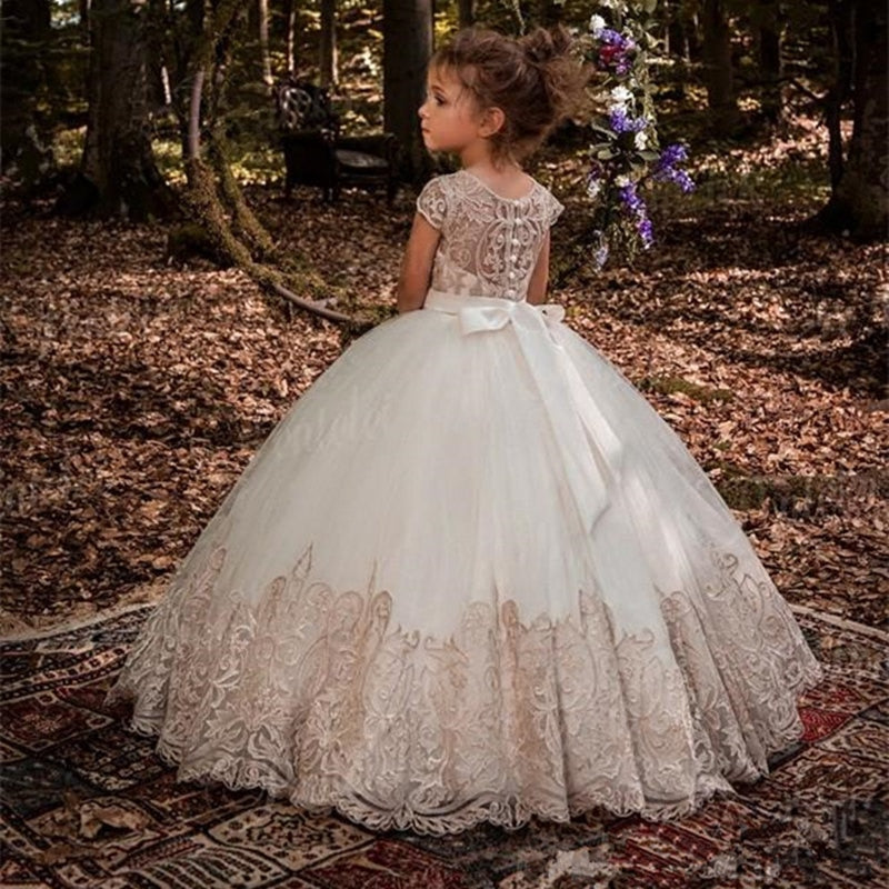 Lace Flower Girls Dresses For Wedding First Communion Dresses Party Prom Princess Gown Pageant Dresses