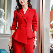 Load image into Gallery viewer, Pant Suit Office Clothes 4XL Plus Size 2 Piece Set Blazer Jacket Trousers Costume Interview Host Business Lady Work Suit ow0519