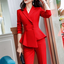 Load image into Gallery viewer, Pant Suit Office Clothes 4XL Plus Size 2 Piece Set Blazer Jacket Trousers Costume Interview Host Business Lady Work Suit ow0519