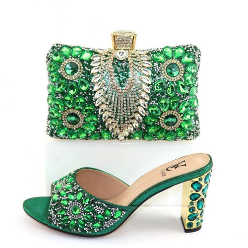 new Style Italian Wedding Shoes and Bag Set Italian Women Shoes Matching Hang Bag Special Design for Party