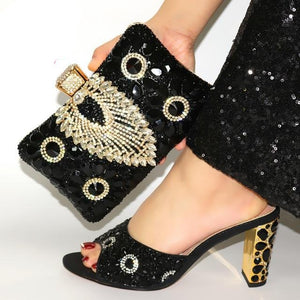 new Style Italian Wedding Shoes and Bag Set Italian Women Shoes Matching Hang Bag Special Design for Party