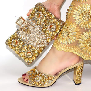 new Style Italian Wedding Shoes and Bag Set Italian Women Shoes Matching Hang Bag Special Design for Party