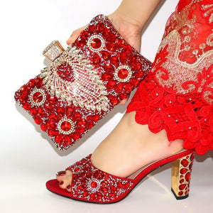 new Style Italian Wedding Shoes and Bag Set Italian Women Shoes Matching Hang Bag Special Design for Party