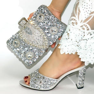 new Style Italian Wedding Shoes and Bag Set Italian Women Shoes Matching Hang Bag Special Design for Party