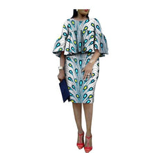 Load image into Gallery viewer, African ankara print skirt set for women AFRIPRIDE three quarter flare sleeves o-neck top+knee-length pencil skirt set A1826014