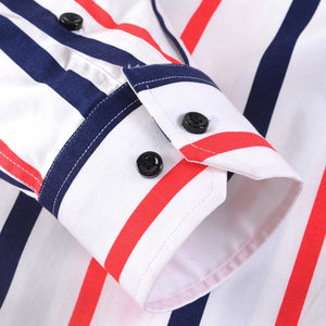 Long Sleeve Button Down Collar Men's Striped Shirts Comfortable Soft Cotton Shirt Slim Fit Smart Casual Male Tops Shirts