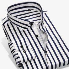 Load image into Gallery viewer, Long Sleeve Button Down Collar Men&#39;s Striped Shirts Comfortable Soft Cotton Shirt Slim Fit Smart Casual Male Tops Shirts