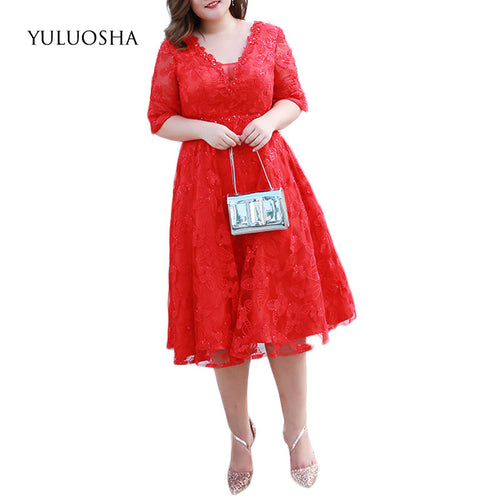 YULUOSHA Mother of The Bride Dresses Appliques Evegant Short Dresses Mother Groom Lace Dress Kurti for Women Vestidos De Novia